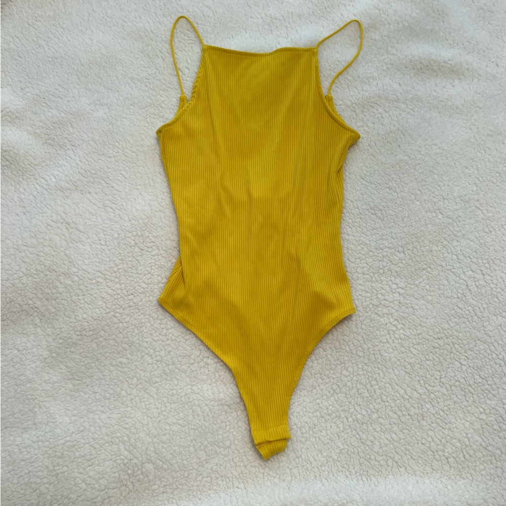 H&M yellow thong bodysuit size S never worn
